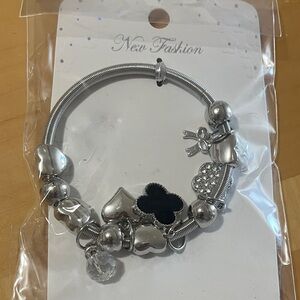 Silver with Black  Charm Bracelet
